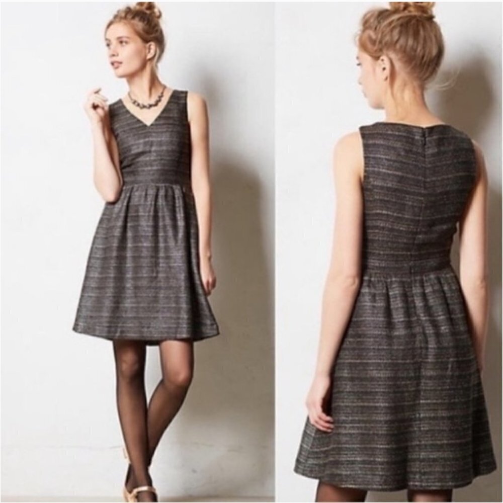 Anthropologie Moulinette Soeurs Metallic Tweed Glissade Sheath Dress-Size 2